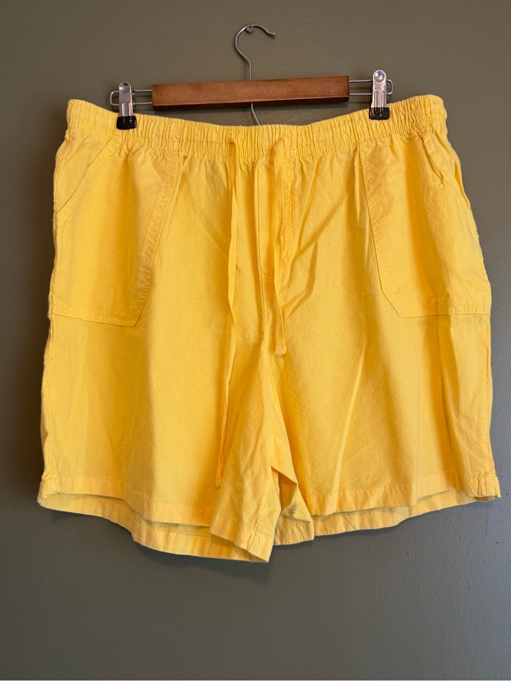 Basic Editions Yellow Elastic Waist Shorts